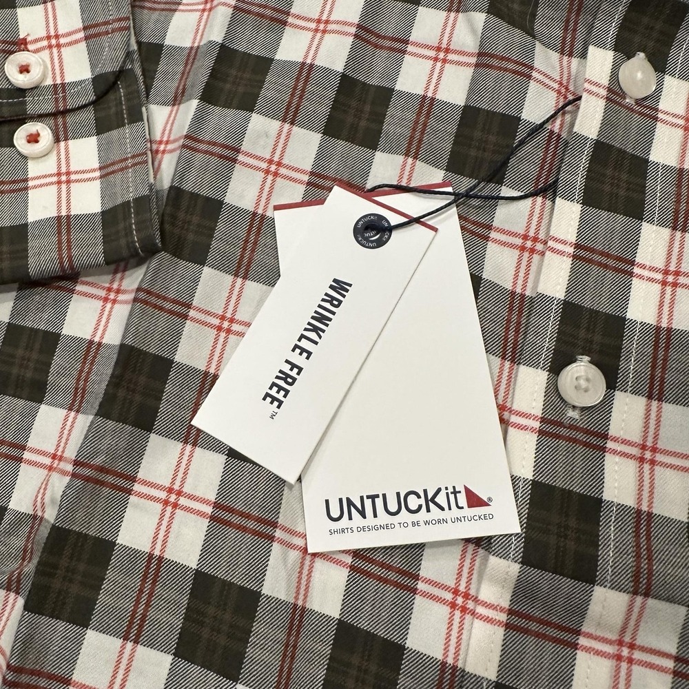 UNTUCKit Shirt Mens XL Multicolor Plaid Harwin Wrinkle Free Button Front Cotton - Picture 4 of 9